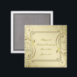 Íman Aniversário Dourado 50º Casamento<br><div class="desc">Um Design de Digitalbcon Images que apresenta uma cor dourada e tema de design florescente com uma variedade de imagens, formas, padrões, estilos e fontes personalizadas neste Magnet Quadrado "Desabrochar 50º Aniversário do Casamento Dourado". Este design elegante e atraente vem completo com letras de texto personalizáveis tanto na frente quanto...</div>