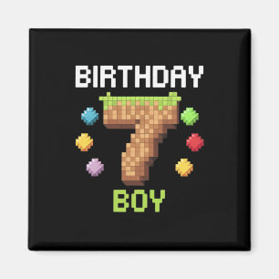 Íman Aniversário É meu 7 Aniversário Gamer Pixel Numb