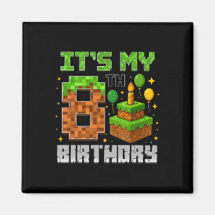 Íman Aniversário É o meu 8º Aniversário Gamer Pixel Boy