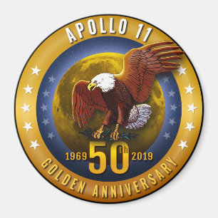 Íman Aniversário Eagle dourado de Apollo 11 50th e lua