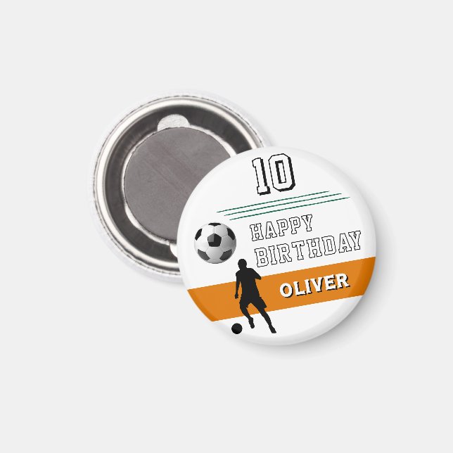 Íman Aniversário feliz do jogador de futebol moderno Si (Front/Back)