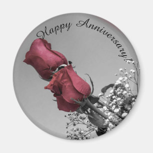 Íman Aniversário feliz fotografia de duas rosas