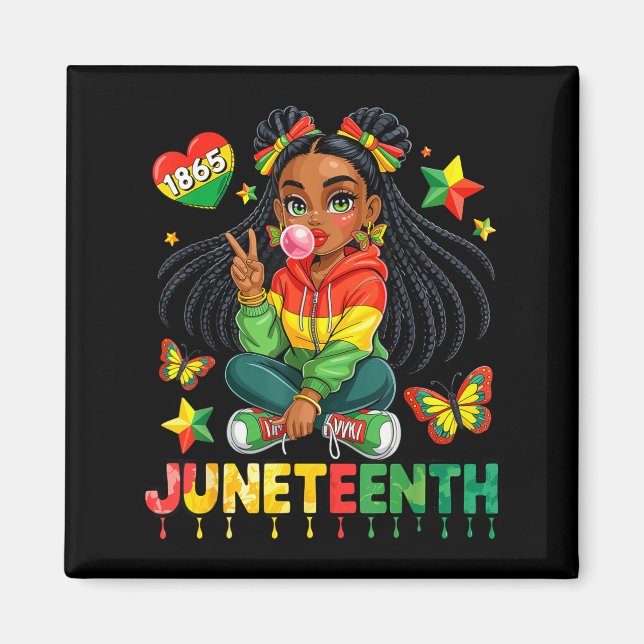 Íman Aniversário Juneteenth Coquette Feliz 1865 Meninas (Frente)