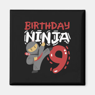 Íman Aniversário Ninja 9 Anos Idade Crianças de Karate