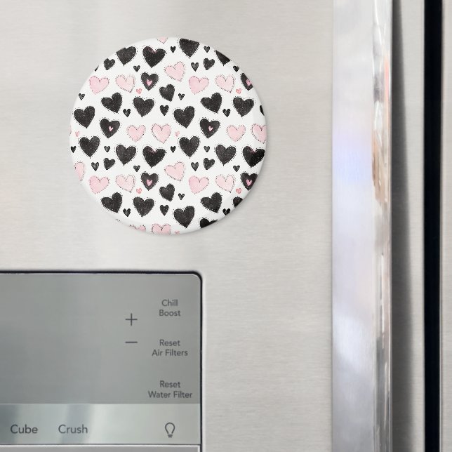 Íman Aniversário Pink Black Hearts (In Situ (Fridge))