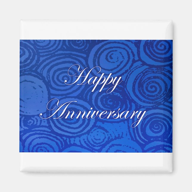 Íman Aniversário Swirls Blue (Frente)
