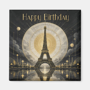 Íman Aniversário Torre Eiffel Paris Dourado Deco