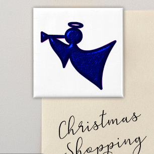 Íman Anjo azul metálico do Natal