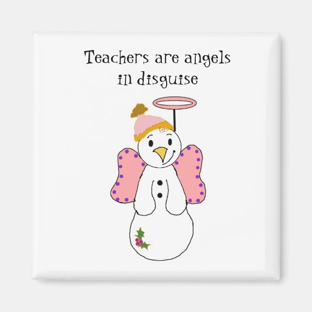 Íman Anjo Boneco de Neve com Professor Dizendo (Frente)
