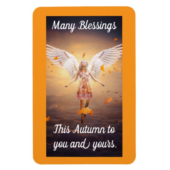 Íman Anjo Bonito Com Folhas Ímã de Outono (Vertical)