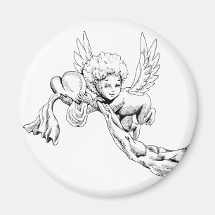 Íman Anjo branco e preto com coração