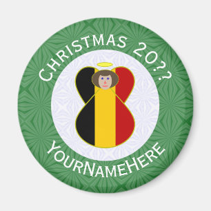 Íman Anjo da Bandeira Belga Natal Personalizado