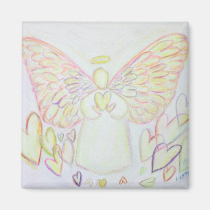 Íman Anjo de Corações Magneta de Refrigerador de Arte