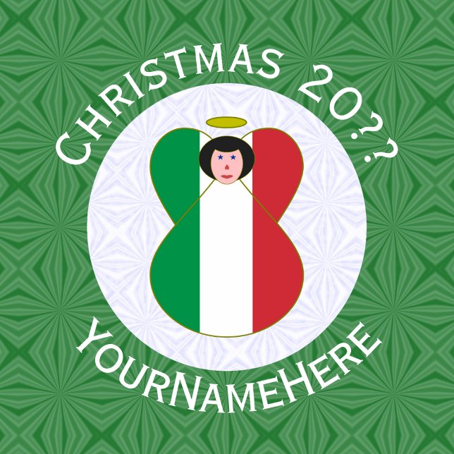 Íman Anjo de Natal da Bandeira Italiana Personalizado (Criador carregado)