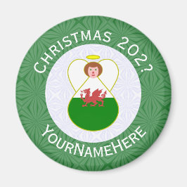 Íman Anjo de Natal Galês Bandeira Personalizada 