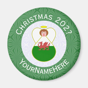 Íman Anjo de Natal Galês Bandeira Personalizada
