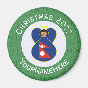 Íman Anjo de Natal Personalizado com a Bandeira Nepales