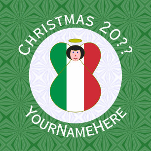 Íman Anjo de Natal Personalizado com Bandeira Italiana