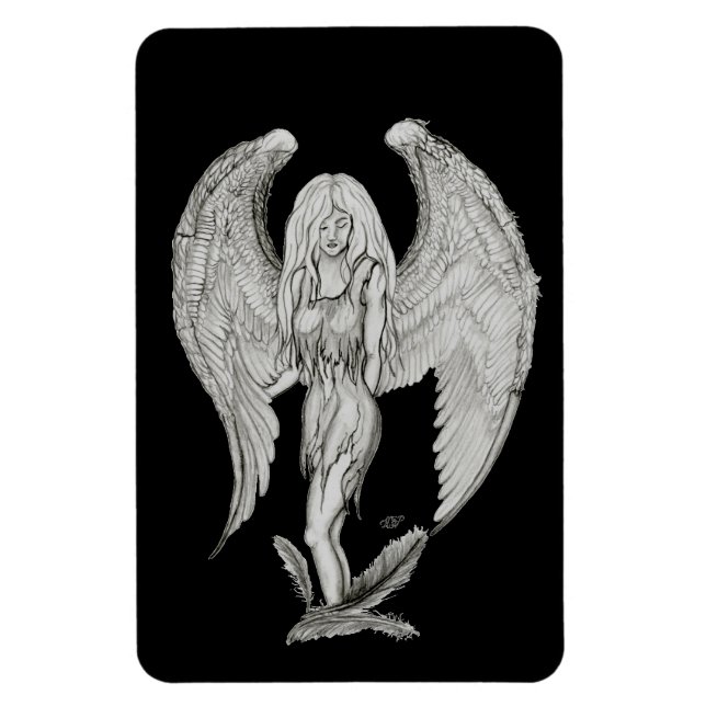 Íman Anjo - Design preto e branco (Vertical)