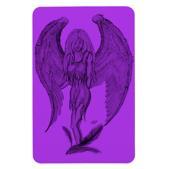 Íman Anjo - Design preto e roxo (Vertical)