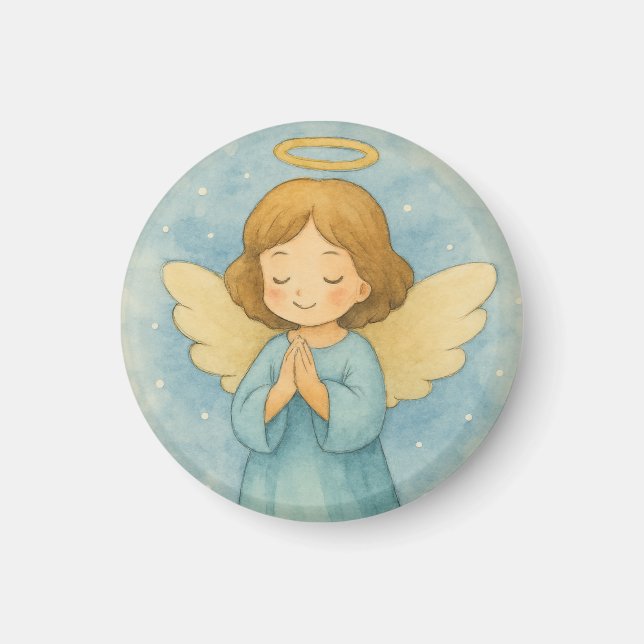 Íman Anjo Pacífica de Natal no Céu em Aquarela (Frente)