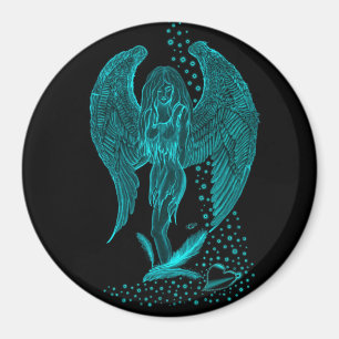 Íman Anjo perdido no Amor, desenho preto e verde