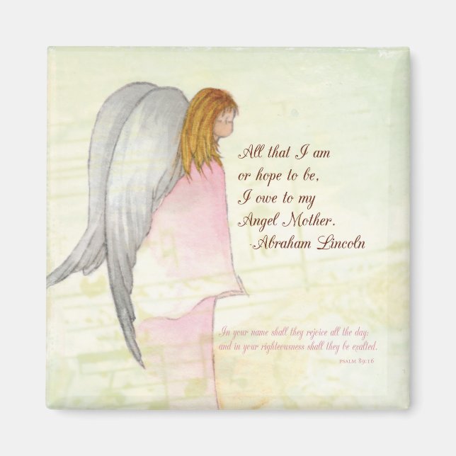 Íman Anjo Religioso dia de as mães, Presente Quadrado (Frente)
