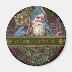 Íman Anjos de Papai Noel Vitorianos Azul Natal Arte Ant
