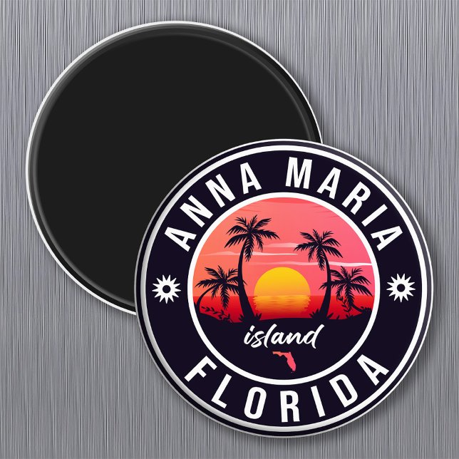 Íman Anna Maria Island Florida Beach Retro Souvenir (Criador carregado)