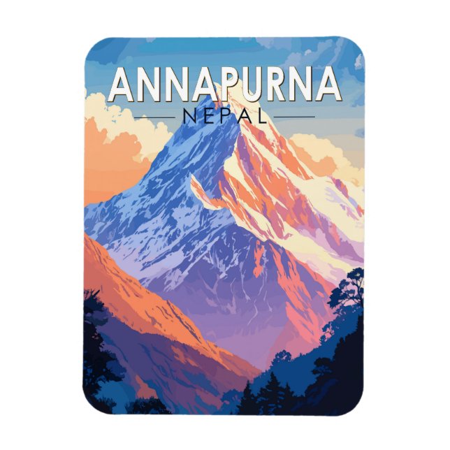 Íman Annapurna Nepal Viagem Art Vintage (Vertical)