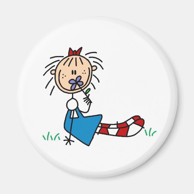 Íman Annie Deitada Em Grama Com Magneta Flor (Frente)