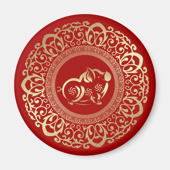 Íman Ano Chinês dos Imaginários para Presentes de Suíno (Frente)