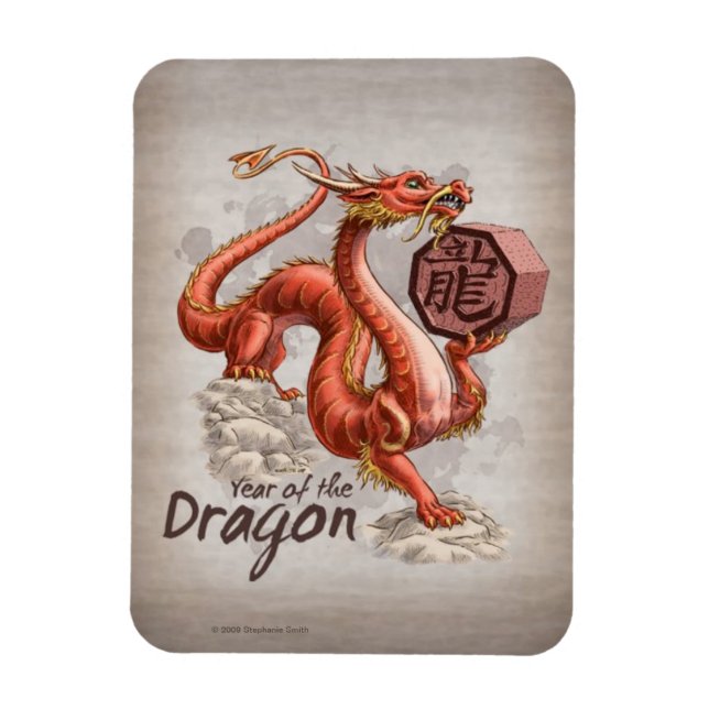 Íman Ano da Arte Zodiaca Chinesa do Dragão (Vertical)