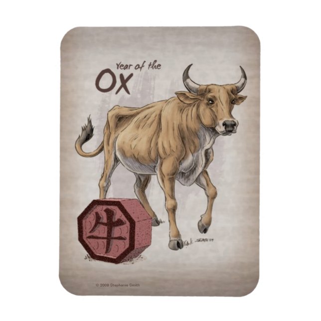 Íman Ano da Arte Zodiaca Chinesa Ox (Vertical)