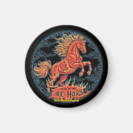 Íman Ano do Cavalo de Fogo Ímã preto pequeno