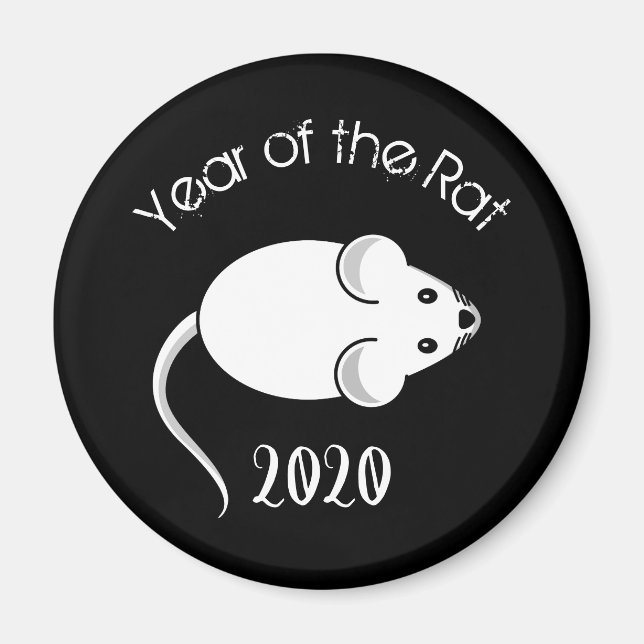 Íman Ano do mouse Rat 2020 com texto (Frente)