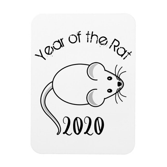 Íman Ano do mouse Rat 2020 com texto (Vertical)