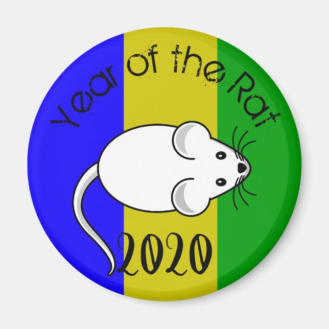 Íman Ano do mouse Rat 2020 com texto (Frente)