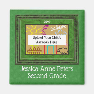 Íman Ano escolar do miúdo verde com foto