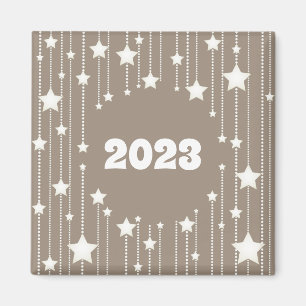 Íman Ano Novo 2023 - estrelas brancas bege naturais