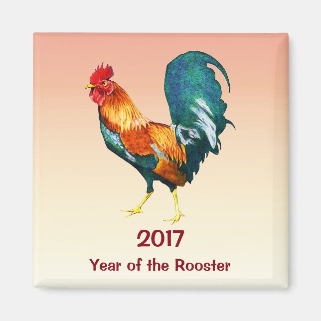 Íman Ano Novo Chinês de 2017 do Magneta Rooster (Frente)