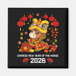 Íman Ano Novo Chinês do Cavalo 2026 Dança do Leão Fofa