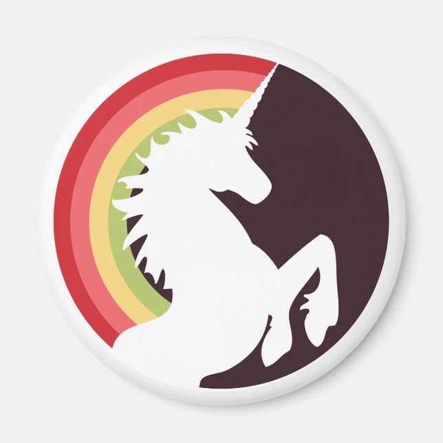 Íman anos 80 Retro Rainbow e Unicorn Magnet (Frente)