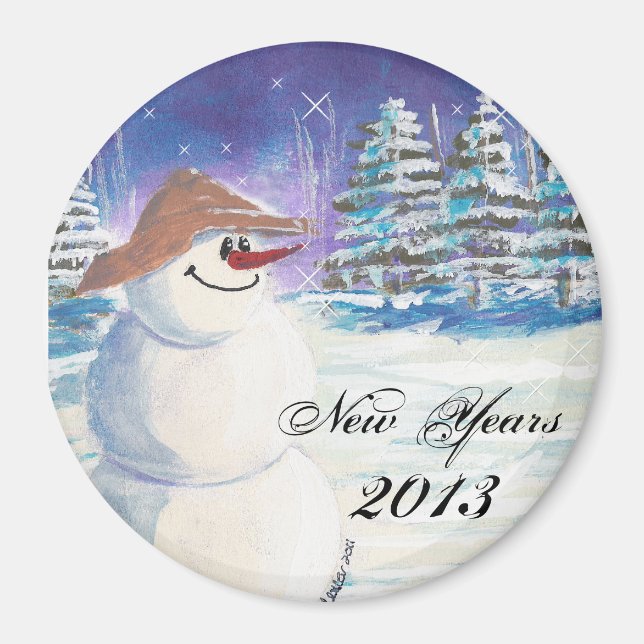 Íman anos novos 2013 Snowman Art (Frente)