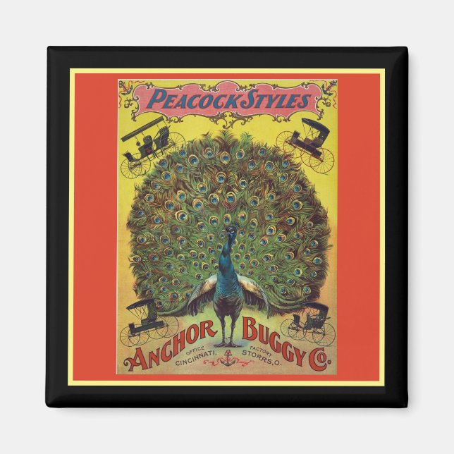 Íman Antecipador de pavão vermelho amarelo (Frente)