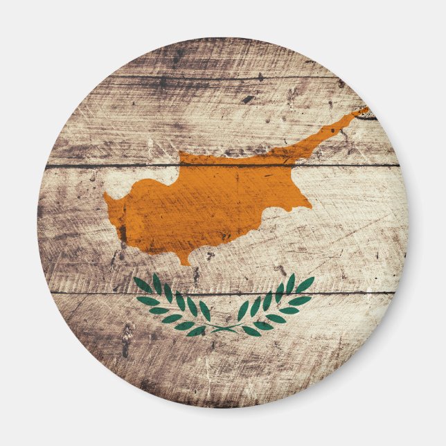 Íman Antiga bandeira de Wooden Cyprus (Frente)