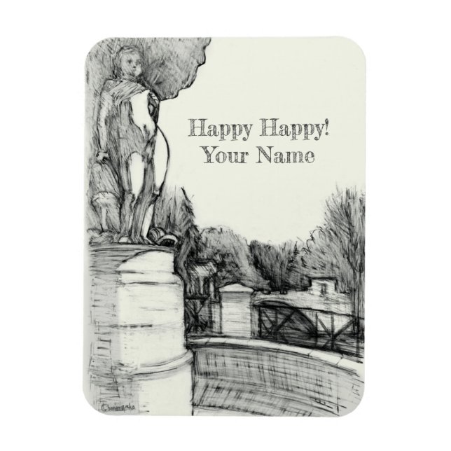 Íman Antiga fonte no parque com o menino da escultura (Vertical)