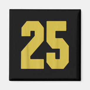 Íman Antigo Dourado Número Negro 25 Jersey Player Unifo