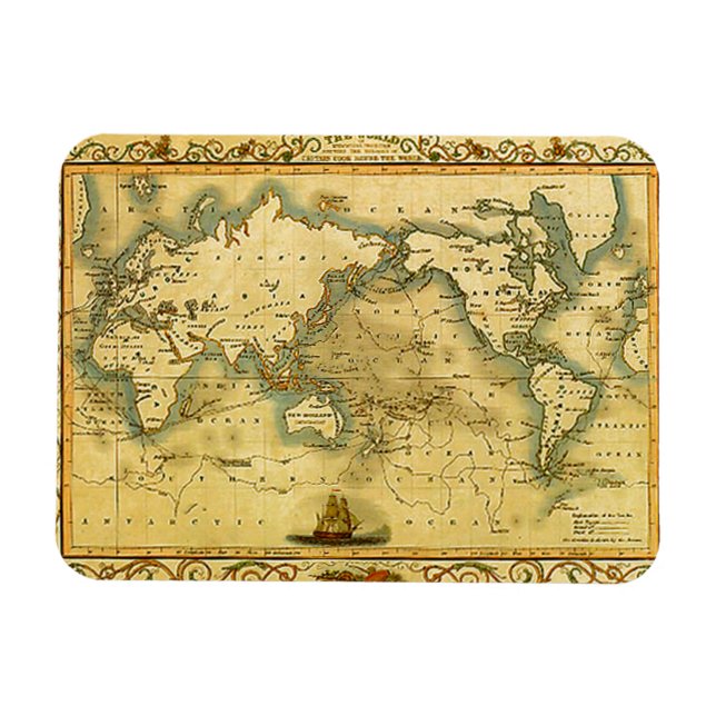 Íman Antigo Mapa Mundial Antiquado (Horizontal)