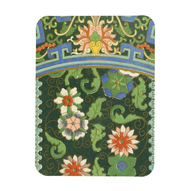 Íman Antigo Padrão Chinês de Cloisonné: Jade Verde (Vertical)